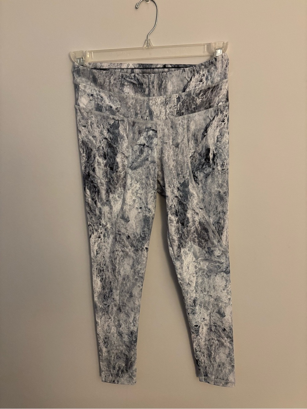 Varley Gray Marble-Print Active Leggings